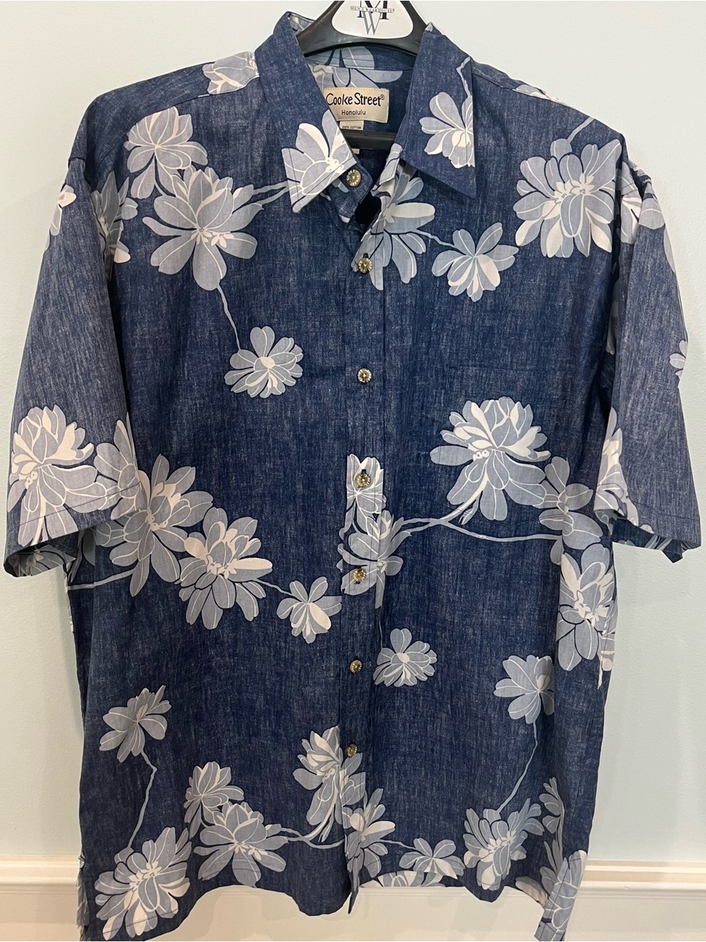 Cooke Street Honolulu Blue/Gray Floral Short Sleeve Hawaiian Shirt - Size 2XL